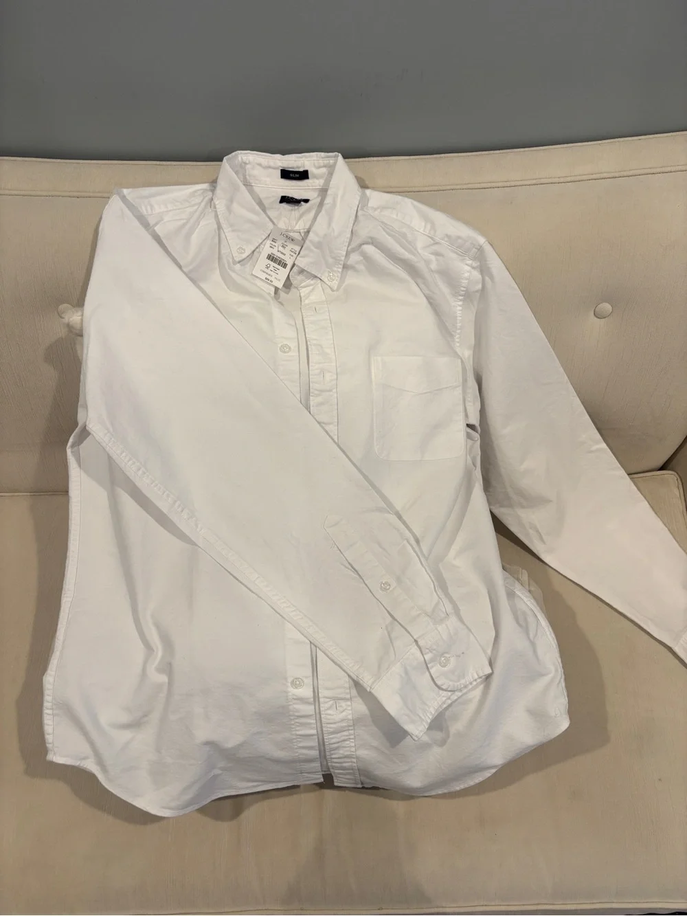 J. Crew White Long-Sleeve Button-Up Shirt
